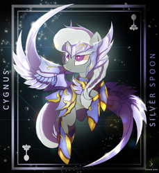 Size: 3840x4200 | Tagged: safe, artist:zidanemina, silver spoon, earth pony, pony, g4, absurd resolution, anime, crossover, cygnus hyoga, female, mare, saint seiya, smiling, solo