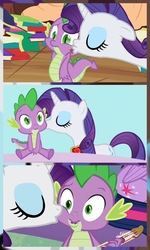 Size: 1228x2048 | Tagged: safe, screencap, rarity, spike, twilight sparkle, alicorn, pony, unicorn, g4, my little pony best gift ever, secret of my excess, book, cheek kiss, compilation, cute, female, golden oaks library, heartwarming, kiss mark, kissing, lipstick, male, mare, shipping fuel, straight, tail, tailboner, twilight sparkle (alicorn)