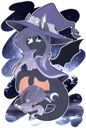 Size: 876x1300 | Tagged: safe, artist:luuny-luna, oc, oc only, pony, female, halloween, hat, holiday, jack-o-lantern, mare, pumpkin, solo, witch hat
