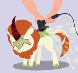 Size: 640x600 | Tagged: safe, artist:szafir87, artist:t72b, autumn blaze, human, kirin, season 8, sounds of silence, spoiler:s08, angle grinder, animated, arched back, awwtumn blaze, back scratching, behaving like a cat, bonding, buffer, cloven hooves, colored hooves, communism in the comments, cute, daaaaaaaaaaaw, everything went better than expected, eyes closed, eyeshadow, female, floating heart, gif, gray background, grinder, hand, happy, heart, hnnng, horn, kirinbetes, leonine tail, makeup, mare, massage, offscreen character, petting, polishing, power tools, scales, scratching, silly, simple background, smiling, solo focus, sparks, standing, sweet dreams fuel, szafir87 is trying to murder us, tail wag, three quarter view, weapons-grade cute