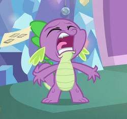 Size: 361x340 | Tagged: safe, screencap, spike, dragon, g4, my little pony best gift ever, cropped, male, solo, winged spike, wings, yelling