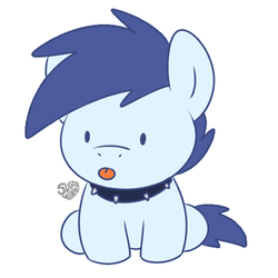 Size: 500x500 | Tagged: safe, artist:sugar morning, derpibooru exclusive, oc, oc only, oc:slipstream, dog pony, pegasus, pony, boofy, chibi, collar, cute, male, solo, spiked collar, stallion, tongue out