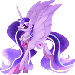 Size: 2902x2926 | Tagged: source needed, safe, artist:sora-choi, twilight sparkle, alicorn, pony, g4, alternate design, female, high res, jewelry, looking at you, mare, older, regalia, simple background, solo, transparent background, twilight sparkle (alicorn), ultimate twilight