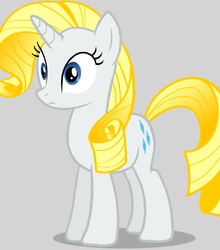 Size: 946x1073 | Tagged: artist needed, safe, artist:jan, rarity, pony, unicorn, g4, alternate hair color, blonde, blondity, female, gray background, recolor, simple background, solo