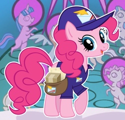 Size: 845x811 | Tagged: safe, artist:glittertiara, gameloft, pinkie pie, earth pony, pony, g4, clothes, female, mail carrier, mailmare, solo