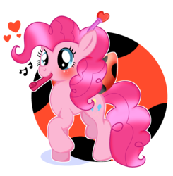 Size: 2048x2090 | Tagged: safe, artist:doraeartdreams-aspy, pinkie pie, ladybug, pony, g3, g4, pinkie pie and the ladybug jamboree, blushing, bow, cute, diapinkes, female, hair bow, happy, heart, high res, holding, kazoo, mare, mouth hold, music, music notes, musical instrument, raised hoof, simple background, smiling, solo, white background