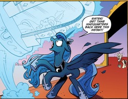 Size: 1162x901 | Tagged: safe, idw, official comic, kibitz, princess luna, pony, g4, spoiler:comic, spoiler:comic17, cropped, implied princess celestia, mirror, mirror portal