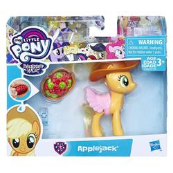 Size: 1280x1280 | Tagged: safe, applejack, earth pony, pony, g4, official, apple, basket, female, food, hat, merchandise, saddle, solo, tack, toy