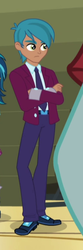 Size: 201x608 | Tagged: safe, screencap, carlos thunderbolt, curly winds, indigo zap, some blue guy, human, equestria girls, g4, my little pony equestria girls: friendship games, background human, clothes, cropped, crossed arms, crystal prep academy uniform, male, offscreen character, right there in front of me, school uniform, solo