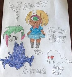 Size: 1901x2048 | Tagged: safe, artist:theanimefanz, oc, oc:aquash, cyclops, ghost, color, traditional art