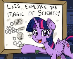 Size: 3000x2400 | Tagged: safe, artist:latecustomer, twilight sparkle, alicorn, pony, g4, chemistry joke, female, high res, immunology, looking at you, mare, science, solo, twilight sparkle (alicorn)