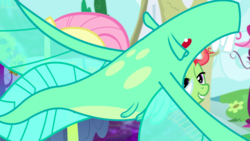 Size: 1440x810 | Tagged: safe, screencap, fluttershy, tree hugger, pony, g4, make new friends but keep discord, background monster, monster, scene transition