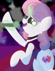 Size: 2550x3300 | Tagged: safe, artist:skyflys, sweetie belle, pony, g4, clothes, cute, female, high res, microphone, older, older sweetie belle, performance, singing, solo, teenager