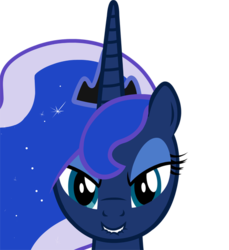 Size: 500x547 | Tagged: safe, artist:camtwo, derpibooru exclusive, princess luna, alicorn, pony, g4, female, glowing mane, lidded eyes, lip bite, looking at you, mare, she knows, simple background, solo, transparent background, vector