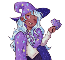 Size: 1103x1028 | Tagged: safe, artist:mochietti, trixie, human, g4, cape, clothes, dark skin, female, hat, humanized, one eye closed, simple background, smiling, solo, transparent background, trixie's cape, trixie's hat, wink