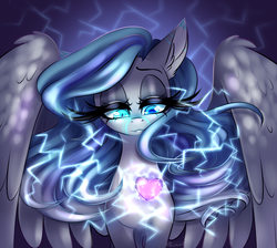 Size: 1614x1447 | Tagged: safe, artist:ggchristian, oc, oc only, oc:electric heartbeat, pegasus, pony, electricity, female, heart, mare, solo