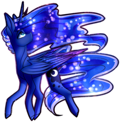 Size: 1024x1044 | Tagged: safe, artist:enderblackwings, princess luna, alicorn, pony, g4, cutie mark, ethereal mane, female, looking up, mare, missing accessory, simple background, solo, starry mane, starry wings, transparent background
