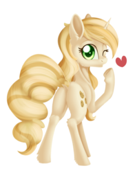 Size: 1024x1304 | Tagged: safe, artist:dusthiel, sweet biscuit, pony, unicorn, g4, butt, female, floating heart, heart, looking at you, looking back, mare, one eye closed, plot, rear view, simple background, solo, transparent background, wink