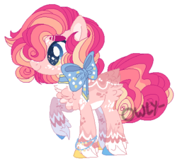 Size: 415x390 | Tagged: safe, artist:akiiichaos, artist:vintage-owll, pinkie pie, earth pony, pony, g4, alternate design, base used, bow, female, simple background, solo, white background