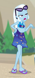 Size: 492x1100 | Tagged: safe, edit, edited screencap, editor:usuarioregular2600, screencap, trixie, equestria girls, equestria girls series, forgotten friendship, g4, belly, belly button, clothes, hand on hip, pregnant, pregnant edit, pregxie, sandals, sarong, sunglasses, swimsuit