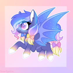 Size: 3000x3000 | Tagged: safe, artist:dreamyeevee, oc, oc only, bat pony, pony, bow, high res, solo