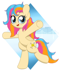 Size: 4082x4813 | Tagged: dead source, safe, artist:php142, oc, oc only, oc:golden gates, pegasus, pony, absurd resolution, babscon, bipedal, bridge, cute, female, heart eyes, looking at you, simple background, solo, transparent background, wingding eyes
