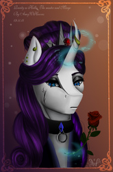 Size: 1178x1783 | Tagged: safe, artist:amywhooves, rarity, pony, unicorn, g4, alternate hairstyle, clothes, female, flower, magic, mare, rose, solo