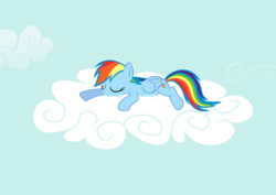 Size: 4213x2980 | Tagged: safe, artist:hceline, artist:uxyd, rainbow dash, pegasus, pony, g4, .svg available, cloud, female, simple background, sleeping, sleepydash, solo, svg, vector, wallpaper
