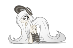 Size: 1980x1304 | Tagged: safe, artist:6-fingers-lover, oc, oc only, oc:queen bee, pegasus, pony, clothes, female, hat, mare, simple background, socks, solo, striped socks, transparent background