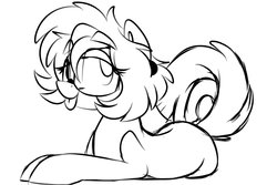 Size: 3000x2000 | Tagged: safe, artist:jen-neigh, oc, oc only, oc:jen-neigh, earth pony, pony, :p, female, glasses, high res, lidded eyes, lying down, silly, solo, tongue out
