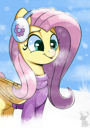 Size: 1280x1807 | Tagged: safe, artist:php97, fluttershy, pegasus, pony, g4, clothes, cross-eyed, cute, daaaaaaaaaaaw, earmuffs, female, fluttershy's purple sweater, folded wings, happy, hnnng, looking at something, mare, outdoors, shyabetes, snow, snow on nose, snowfall, solo, sweater, sweatershy, three quarter view, tongue out, weapons-grade cute, wings, winter, winter outfit