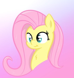 Size: 1211x1280 | Tagged: safe, artist:badponyvectors, fluttershy, pegasus, pony, g4, :t, bust, chest fluff, cute, female, gradient background, mare, smiling, solo