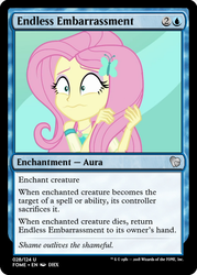 Size: 375x523 | Tagged: safe, edit, fluttershy, equestria girls, g4, my little pony equestria girls: better together, so much more to me, ccg, embarrassed, magic the gathering, trading card, trading card edit