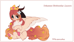 Size: 1924x1096 | Tagged: safe, artist:php146, oc, oc only, oc:fluttershy amore, pegasus, pony, crown, female, horns, jewelry, mare, regalia, simple background, solo, white background