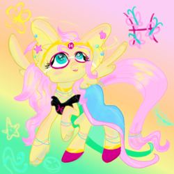 Size: 1243x1243 | Tagged: safe, artist:pumpkin-somethin-art, fluttershy, pony, g4, feferi peixes, female, homestuck, impossibly large ears, pony cosplaying homestuck, solo