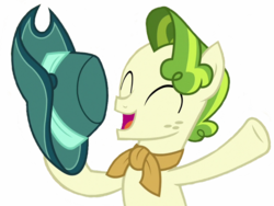Size: 2048x1536 | Tagged: safe, edit, edited screencap, editor:lonely fanboy48, screencap, pistachio, earth pony, pony, g4, my little pony best gift ever, background removed, cheering, cute, happy, hat, male, pistachiaww, simple background, stallion, transparent background