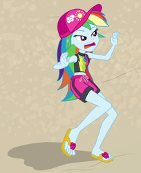Size: 690x845 | Tagged: safe, screencap, rainbow dash, equestria girls, equestria girls specials, g4, my little pony equestria girls: better together, my little pony equestria girls: forgotten friendship, clothes, cropped, faic, feet, female, geode of super speed, magical geodes, rainbow dash is best facemaker, rainbow dash's beach shorts swimsuit, sandals, solo, swimsuit, toes