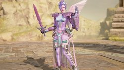 Size: 1200x675 | Tagged: safe, artist:alphamonouryuuken, princess flurry heart, human, g4, 3d, armor, clothes, female, humanized, pony coloring, pose, shield, shoes, shorts, solo, soul calibur, soul calibur vi, sword, video game, weapon, winged humanization, wings