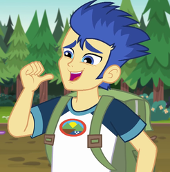 Size: 709x720 | Tagged: safe, screencap, flash sentry, equestria girls, g4, my little pony equestria girls: legend of everfree, awkward smile, backpack, camp everfree outfits, cropped, exploitable, male, smiling