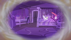 Size: 1920x1080 | Tagged: safe, screencap, opalescence, rarity, equestria girls, equestria girls specials, g4, my little pony equestria girls: better together, my little pony equestria girls: forgotten friendship, memory ribbon, sleeping