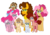 Size: 1024x719 | Tagged: safe, artist:ashidaii, cheese sandwich, pinkie pie, oc, oc:banana pudding, oc:paprika, oc:rocky road, oc:silly string, oc:sourdough, oc:taffy, earth pony, pony, g4, baby, baby pony, colt, female, filly, male, mare, offspring, parent:cheese sandwich, parent:pinkie pie, parents:cheesepie, ship:cheesepie, shipping, simple background, straight, transparent background