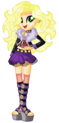 Size: 488x1014 | Tagged: safe, artist:lalobatchika, artist:selenaede, applejack, werewolf, equestria girls, g4, alternate hairstyle, barely eqg related, base used, clawdeen wolf, clothes, crossover, ear piercing, earring, hairstyle, high heels, jewelry, mattel, monster high, necklace, piercing, shoes