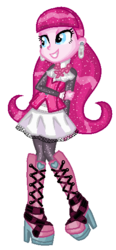 Size: 264x568 | Tagged: safe, artist:lalobatchika, artist:selenaede, pinkie pie, vampire, equestria girls, g4, alternate hairstyle, barely eqg related, base used, boots, clothes, crossover, dracula, draculaura, ear piercing, earring, hairstyle, high heel boots, high heels, jewelry, mattel, monster high, necklace, piercing, pigtails, shoes, smiling