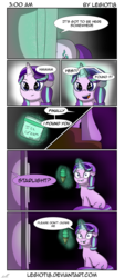 Size: 3400x7600 | Tagged: safe, artist:legiot18, starlight glimmer, twilight sparkle, pony, unicorn, equestria girls, g4, spoiler:eqg specials, comic, dialogue, food, hat, ice cream, messy eating, nightcap, offscreen character, refrigerator, that pony sure does love ice cream