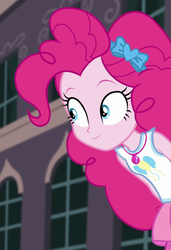 Size: 698x1020 | Tagged: safe, screencap, pinkie pie, equestria girls, equestria girls specials, g4, my little pony equestria girls: better together, my little pony equestria girls: forgotten friendship, clothes, cropped, geode of sugar bombs, magical geodes, smiling