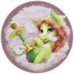 Size: 1800x1800 | Tagged: safe, artist:gor1ck, tree hugger, pony, g4, bandana, female, hookah, mare, smiling, solo