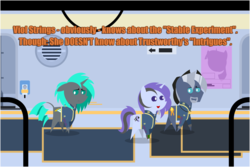 Size: 1125x750 | Tagged: safe, artist:estories, oc, oc only, oc:stella starlight, oc:trustworthy, oc:viol strings, pony, comic:stable 33, fallout equestria, female, male, mare, pointy ponies, stallion