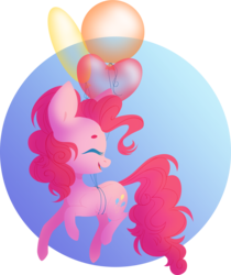 Size: 5000x5966 | Tagged: safe, artist:belka-sempai, pinkie pie, earth pony, pony, g4, absurd resolution, balloon, cute, cutie mark, eyes closed, female, floating, hooves, lineless, mare, open mouth, simple background, smiling, solo, then watch her balloons lift her up to the sky, transparent background