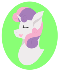 Size: 2473x3000 | Tagged: safe, artist:alltimemine, sweetie belle, pony, unicorn, g4, bust, eyes closed, female, filly, foal, high res, horn, inkscape, lineless, open mouth, portrait, profile, singing, smiling, solo, vector