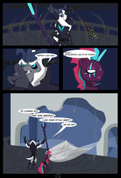 Size: 4750x7000 | Tagged: safe, alternate version, artist:chedx, storm king, tempest shadow, comic:the storm kingdom, g4, my little pony: the movie, absurd resolution, alternate hairstyle, alternate timeline, alternate universe, bad end, castle, comic, crystal of light, fanfic, general tempest shadow, the bad guy wins
